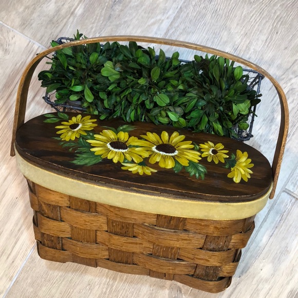 Hand Crafted Other - Vintage Hand Painted Woven Wood Basket